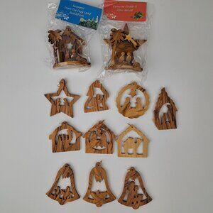 Olive Wood Holy Land Ornaments Handcrafted Lot of 12